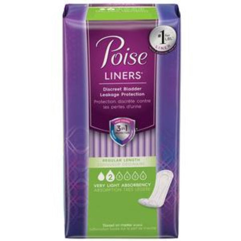 Kimberly Clark Poise Incontinence Panty Liners, Very Light Absorbency and 3-in-1 Protection, Regular Length, 26 Count, 6919305