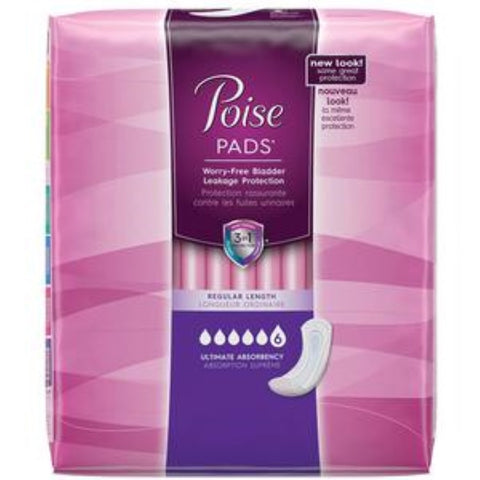 Kimberly Clark Poise Incontinence Pads, Ultimate Absorbency and 3-in-1 Protection, Regular Length, 33 Count, 6933592
