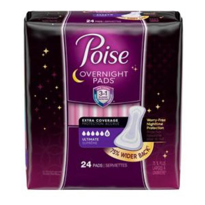 Kimberly Clark Poise Extra Coverage Pad, Fresh Protection Overnight Incontinence Pads, Absorbency Extra-Coverage, 24 Count, 6946995
