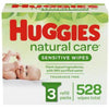 Kimberly Clark Huggies Natural Care Baby Wipes, Fragrance-Free, Triple Clean Layers, 528 Wipes, 50108