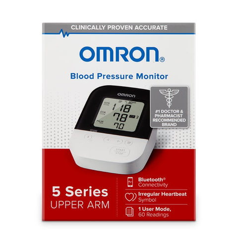 Omron 5 Series Wireless Bluetooth Upper Arm Digital Blood Pressure Monitor with Wide-Range D-Ring Cuff, Fits arms 9” to 17”, BP7250