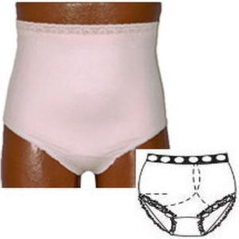 OPTIONS Ladies' Basic with Built-In Barrier/Support, Soft Pink, Left-Side Stoma, X-Large 10, Hips 45" - 47"