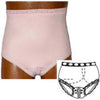 OPTIONS Split-Lace Crotch with Built-In Barrier/Support, Soft Pink, Left-Side Stoma, Large 8-9, Hips 41" - 45"