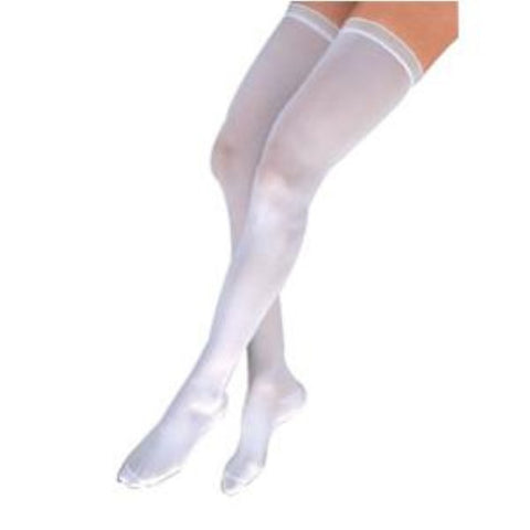 BSN Jobst Unisex Anti-Embolism Thigh-High Seamless Elastic Stocking, Open Toe, XXL/Regular Length, White