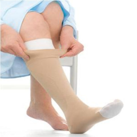 BSN Jobst Unisex UlcerCare Knee-High Extra Firm Compression Stockings with Liner, Open Toe, XXL, Beige
