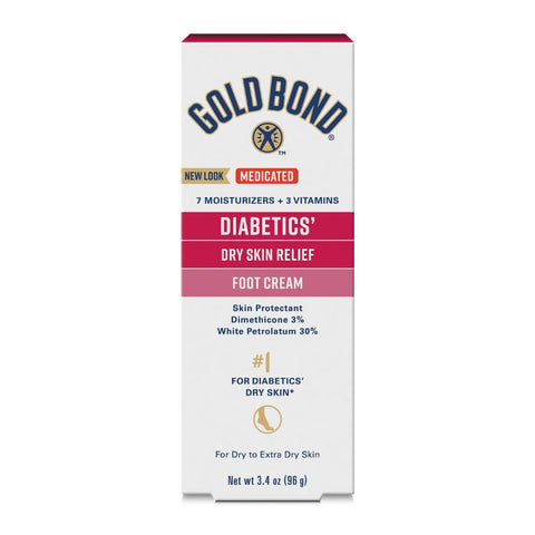 Gold Bond Ultimate Diabetics' Dry Skin Relief Foot Cream 3.4 oz tube, Hypoallergenic, Fragrance-Free, Non-irritating