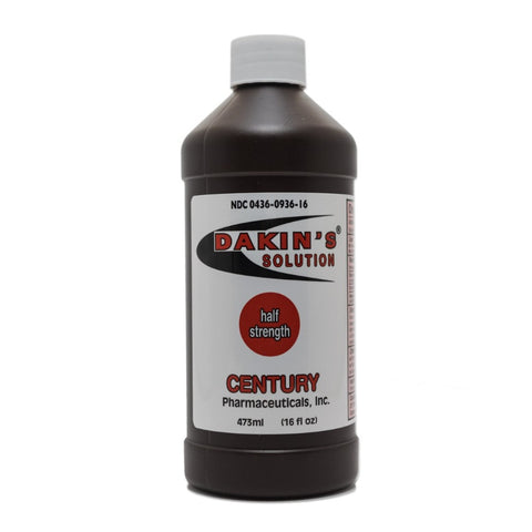 Century Pharmaceuticals Dakin's Solution 0.25% Half Strength Antimicrobial Wound Cleanser, 16 Oz. 473ml Bottle