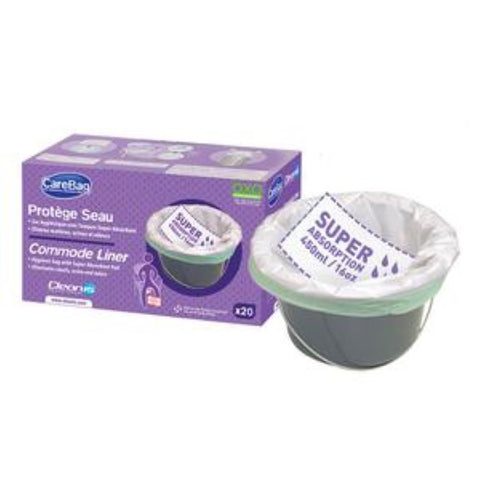 Cleanis Carebag Oxo-Biodegradable Commode Liner with Super Absorbent Pad, 7831738