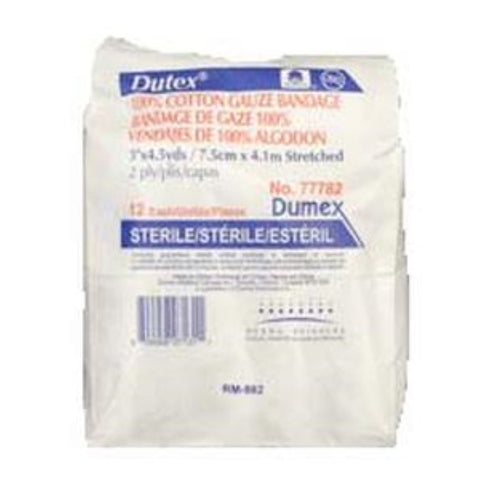 Derma Sciences Dutex Conforming Bandage, 2-Ply, 100% Cotton, Sterile, 3" x 4-1/10yd