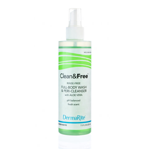 DermaRite Clean & Free Perineal and Skin Cleanser, No-rinse, pH-balanced, 8 oz Spray Bottle, 00193