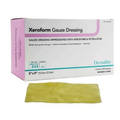 DermaRite Xeroform 5" x 9" Gauze Wound Dressing, Non-Adherent, Sterile, Latex-Free, 24590