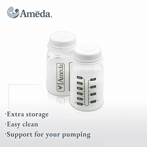 Ameda Breast Milk Storage Bottle, with Lock?Tight Sealing Lids, without Nipples, 4 oz Capacity