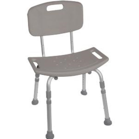 Drive Medical Deluxe K.D. Aluminum Bath Bench with Tool-free Removable Back 19-3/4" H x 20" W x 14-1/2" D, Grey, 300 lb Weight
