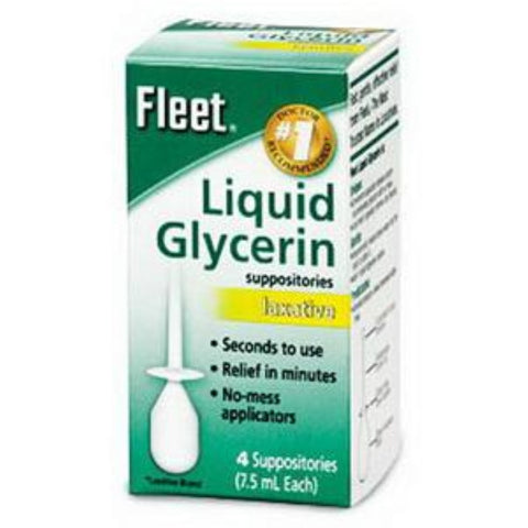 Cb Fleet Liquid Glycerin Suppositories, Hyperosmotic Laxative, Disposable Applicator, Pack of 4, FL-185B
