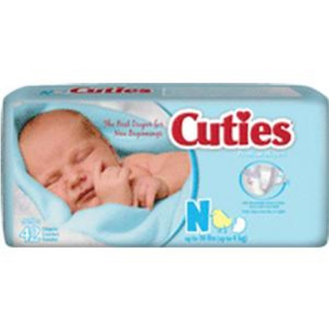 First Quality Cuties Baby Ultra-Absorbent Diaper, Adjustable Grip Tabs, Size Newborn, Up to 10 lb, CR0001