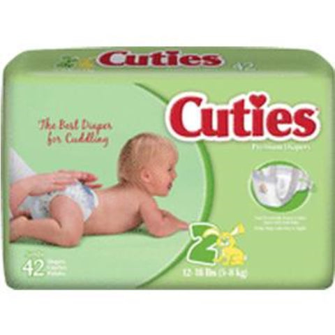 First Quality Cuties Baby Ultra-Absorbent Diaper, Adjustable Grip Tabs, Size 2, 12 to 18 lb, CR2001