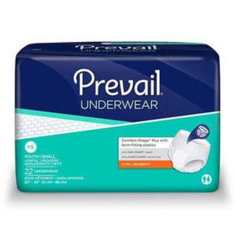 Prevail® Youth Protective Underwear, Extra Absorbency, Pull On and Off Design, Small (20" to 34")