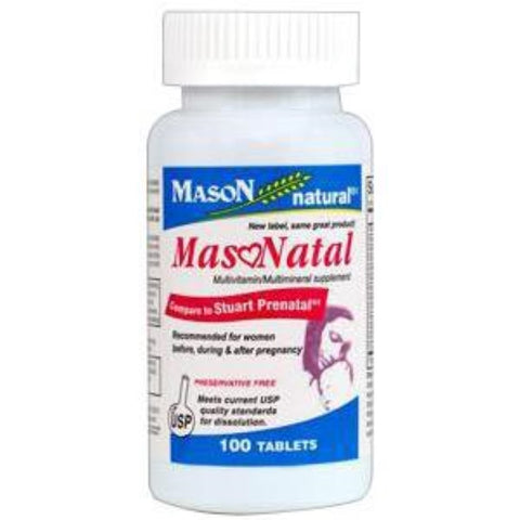 Mason Vitamins MasoNatal Prenatal Multivitamin Tablet100 Count, Compare to Stuart Prenatal