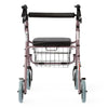 Medline Guardian Envoy 480 Deluxe Rollators with 8" Wheels, Padded Seat and Backrest, Rose, Aluminum, G07887R