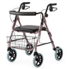 Medline Guardian Envoy 480 Deluxe Rollators with 8" Wheels, Padded Seat and Backrest, Rose, Aluminum, G07887R