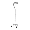 Medline Guardian Aluminum Select Quadri-Poise Adult Small Base Quad Cane, Chrome, 25" to 34" Height Adjustment, Vinyl Standard Handle, G05345S