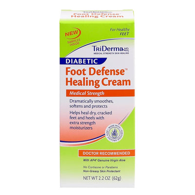 Genuine Virgin Aloe TriDerma Diabetic Foot Defense Healing Cream, Fragrance-Free, Non-Greasy 2.2 oz Tube