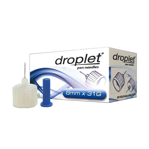 HTL-Strefa Droplet 31G (0.25mm) 5/16in (8mm) 100 U100 Insulin Pen Needles, 8309