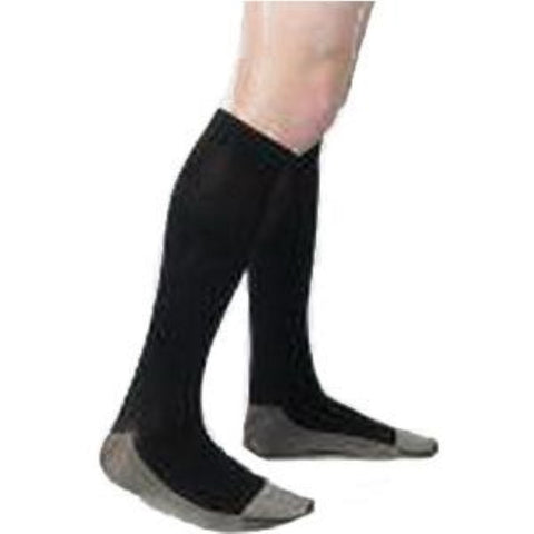 Juzo Men's Soft Ribbed Silver Sole Knee-High Compression Stockings, Full Foot, Latex-Free, Black, Size 3 Regular