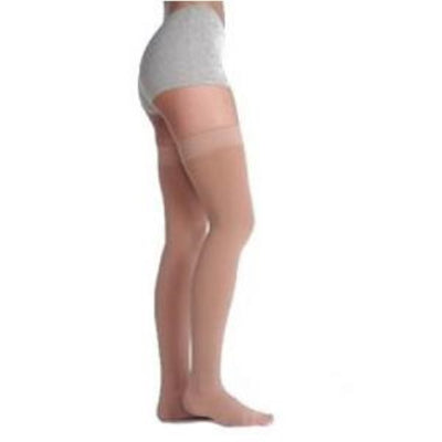 Juzo Soft Opaque Thigh High Extra Firm Compression Stockings Size 1 Regular, 30 to 40mm Hg Compression, Beige, Open Toe, Unisex, Latex-free