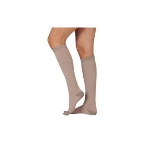 Juzo Silver Soft Knee-High Compression Stockings with Silicone Border Size 4 Short, 30 to 40 mmHg Compression, Beige