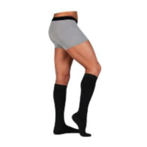 Juzo Dynamic Cotton for Men Knee-High Compression Stockings Short Size 3, 30 to 40 mmHg Compression Size, Black