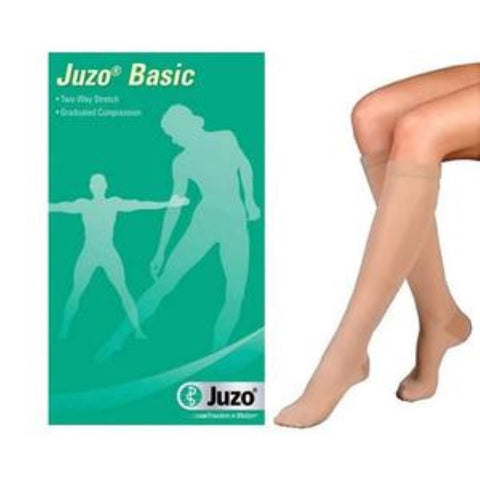 Juzo Basic Knee-High Compression Stockings Size 2 Regular, 30 to 40 mmHg Compression, Beige, Full Foot, Unisex