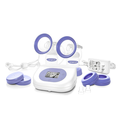 Lansinoh Smartpump 2.0 Double Electric Breast Pump Starter Set, Hospital-Grade Pump Connects to Smartpump 2.0 app via Bluetooth, Up to 250mmHg Suction Strength