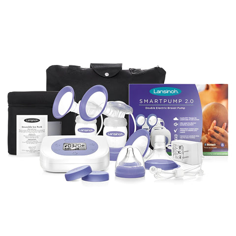 Lansinoh SignaturePro Double Electric Portable Breast Pump with Tote Bag, Hospital-Grade, Up to 250 mmHG Suction Strength, Closed Pumping System