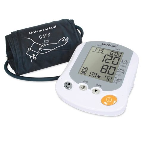 MHC SureLife Premium Talking Upper Arm Digital Blood Pressure Monitor with Universal Cuff, Fits arms 9" to 17"