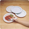 Maddak Inc Inner-Lip Plate 9" x 12" x 1-1/4", Plastic, Sandstone, Designed to Assist Children, Autoclave and Microwave safe