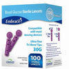 Box of 100 Omnis Health Embrace Twist-Top 30G (0.30 mm) Universal Lancets on a white background