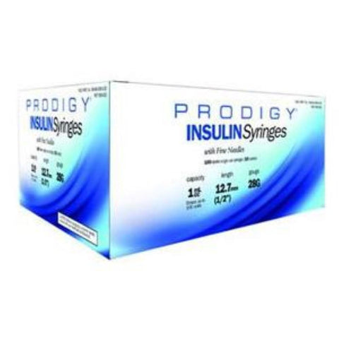Prodigy 31G 5/16in (8mm) 1/2cc (0.5mL) U100 Insulin Syringes, 31 Gauge (0.25mm), 990435