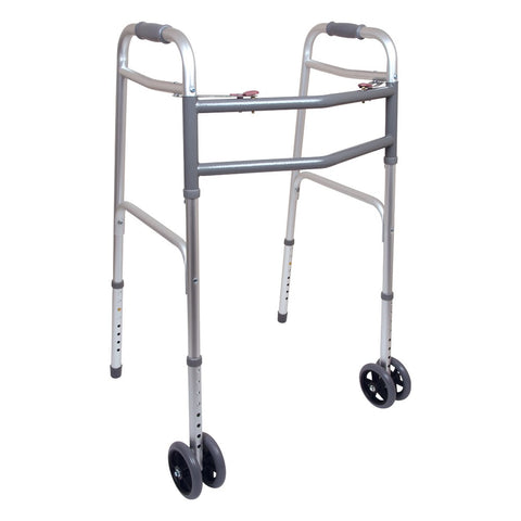 PMI ProBasics Bariatric Two-Button Patient Walker with 5-inch Wheels, 500 lb Capacity