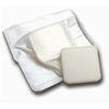 Adhesive Bordered Foam Dressing, Fenestrated to Secure Tubes, Water Proof Top Layer, 4" x 4" with Circular 2-1/2" x 2-1/2" Pad