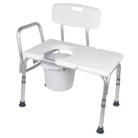 Carex Bathtub Transfer Bench with Cutout and Commode Pail