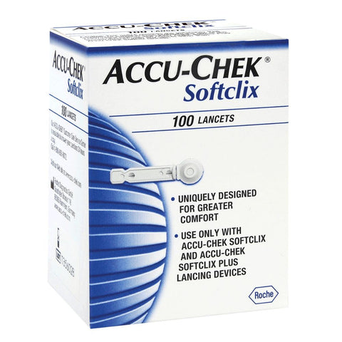 Accu-Chek 28G (0.36mm) Softclix Lancets, 28 Gauge, Sterile, Box of 100