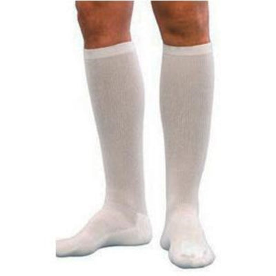 Sigvaris Men's Knee-High Cushioned Cotton Compression Socks, Closed Toe, Latex-Free, White, Size B