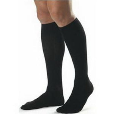 Sigvaris Cotton Comfort Men's Knee High Compression Stockings Medium Long, Black, Closed Toe, Latex-free