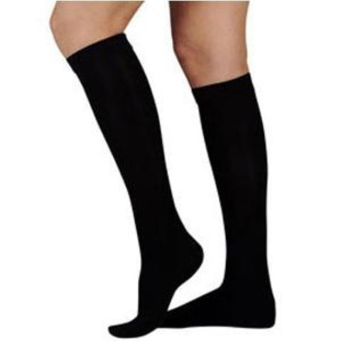 Sigvaris Select Comfort Women's Knee-High Compression Stockings Large Long 30 to 40 mmHg Compression Size, Black, Closed Toe