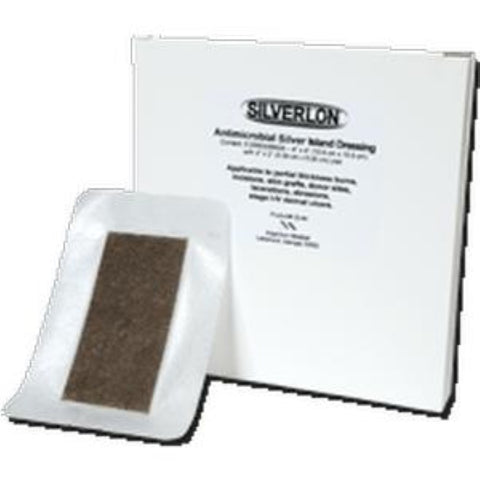 Argentum Medical Silverlon Antimicrobial Film Top Island Wound Dressing 4" x 12", 2? x 10? Pad Size, Water-proof