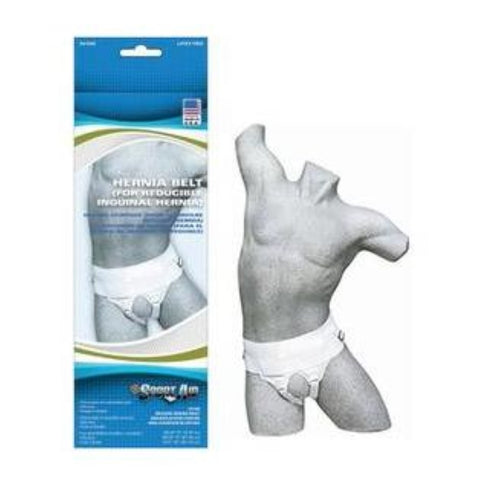 Scott Specialties Sport-Aid Hernia Truss for Men,Discreet Double Belt, Removable and Adjustable Pads, White