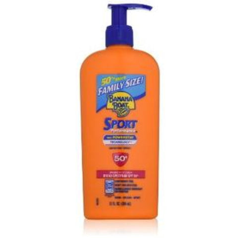 Banana Boat Sport Performance Sunscreen Lotion with SPF 50, Water Resistant and Non Greasy, 12 oz., 15086