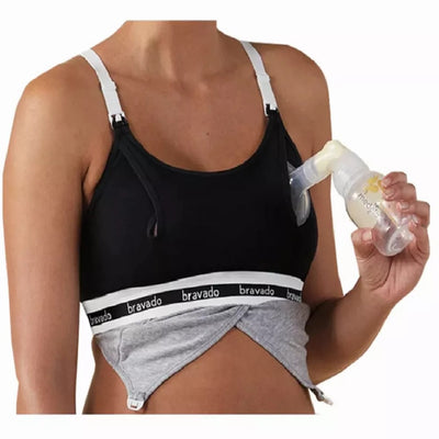 Clip and Pump Hands-Free Nursing Bra Accessory, Black, Large