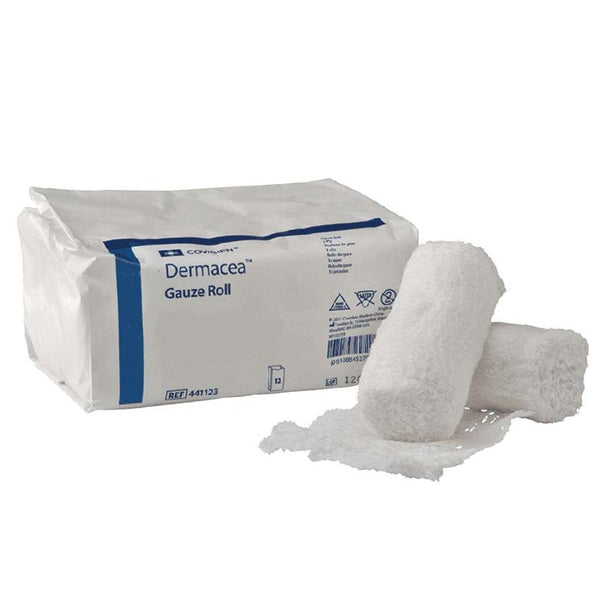 Dermacea Low-Ply Gauze Rolls, 2 in to 6 in, Sterile and, 441121, 6 in (15.2 cm) x 4-1/8 yd (3.77 m), Non-Sterile, Pack